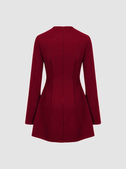 Levoire | Robe Mini À Col Rond Uni À Manches Longues