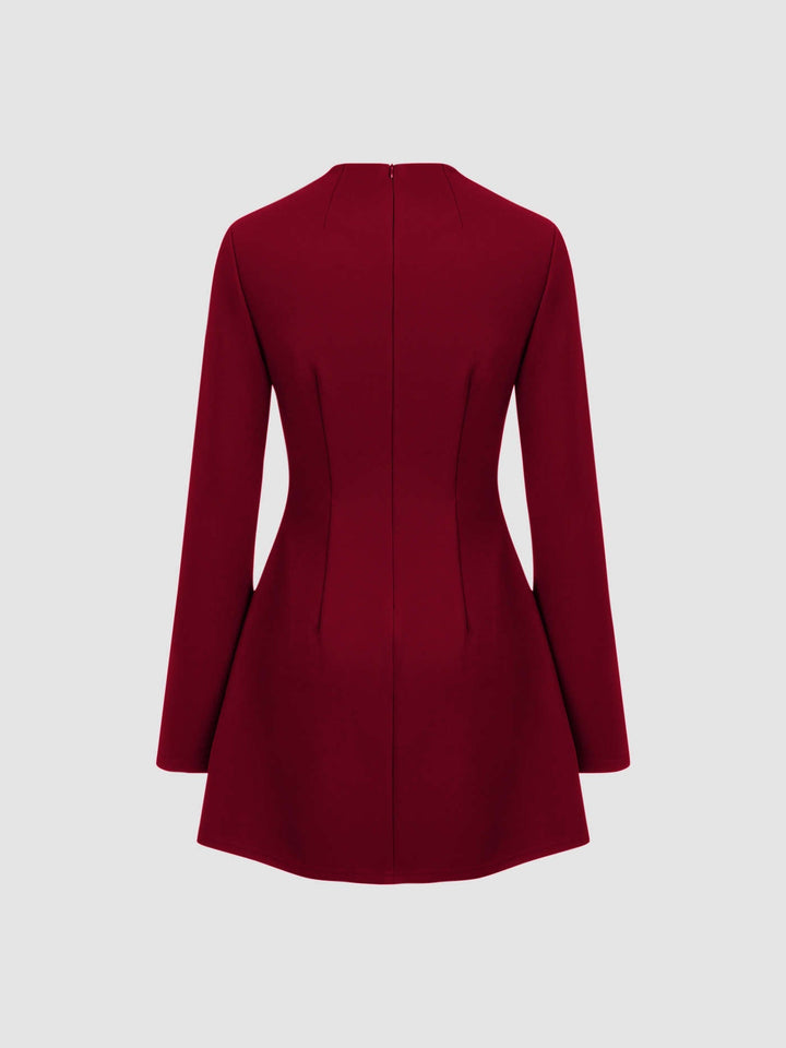 Levoire | Robe Mini À Col Rond Uni À Manches Longues