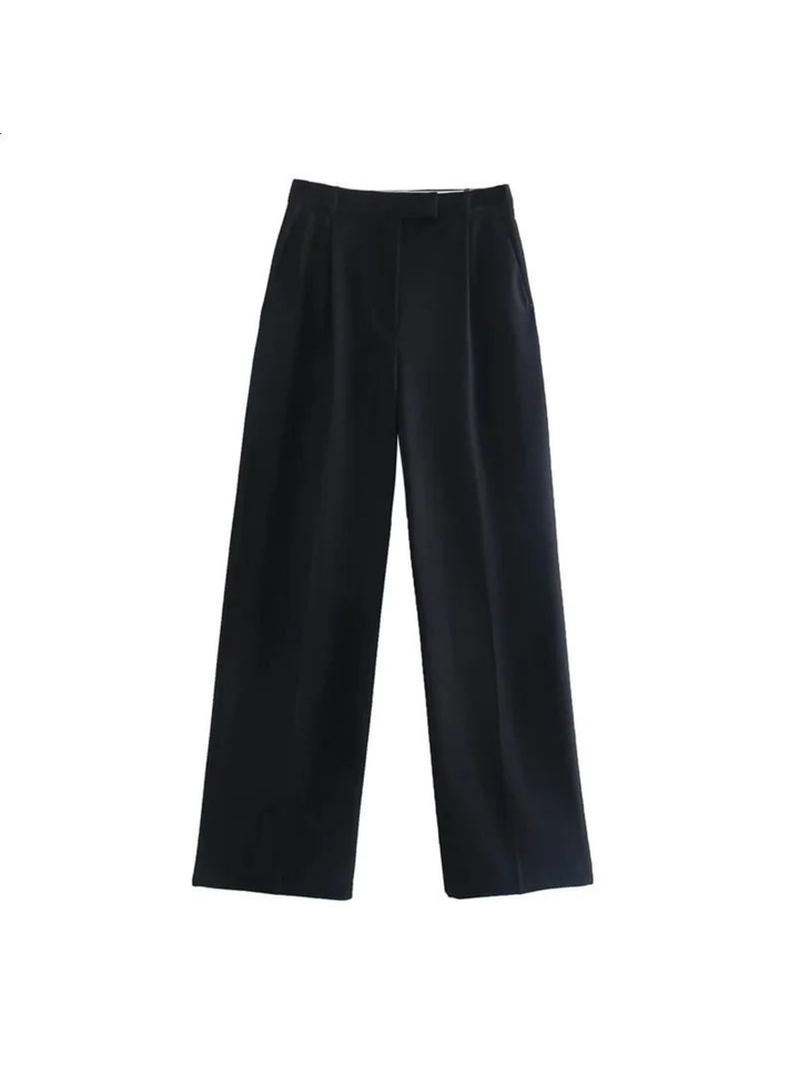 Levoire | Renon V Libre Femmes Taille Haute Pantalons Droits Noir