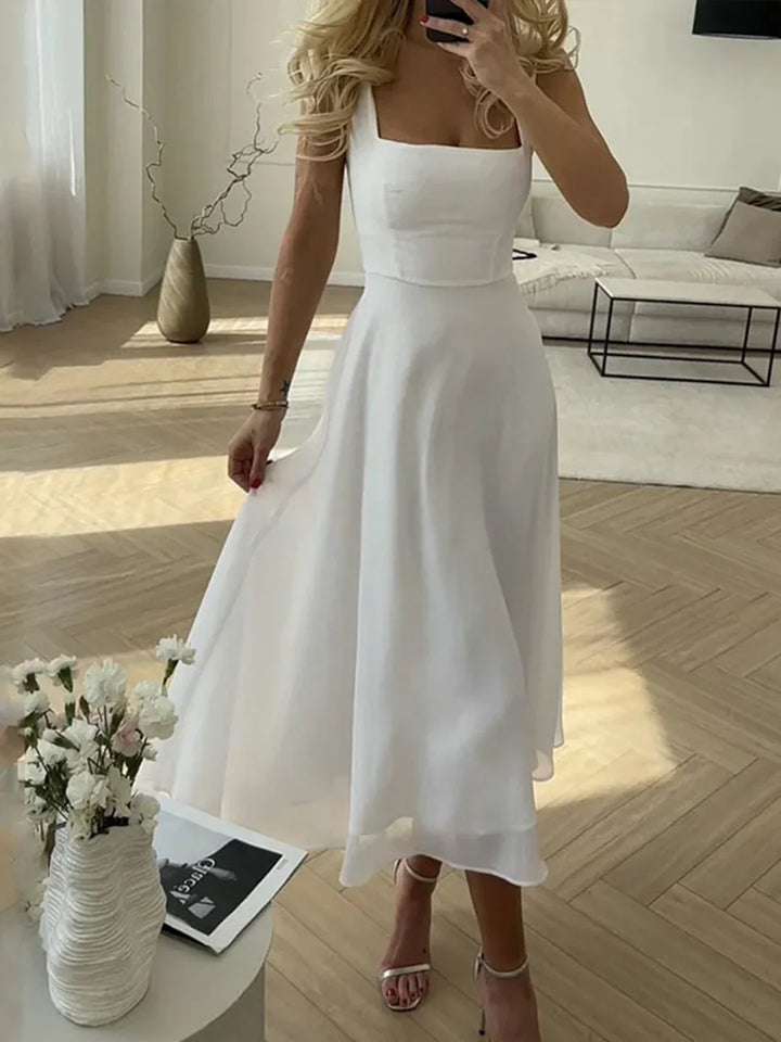 Levoire | Style Élégant Cami Longue Robe Blanc