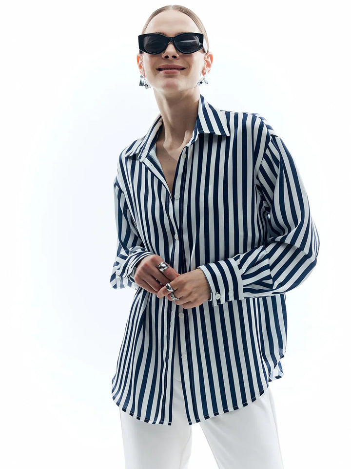 Levoire | Chemise Shift Rayée Élégante À Col Roulé