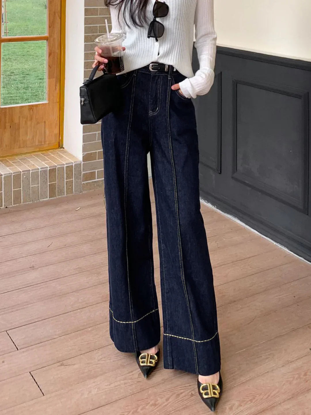 Levoire | Pantalon En Jean Large Stylé Bleu marine