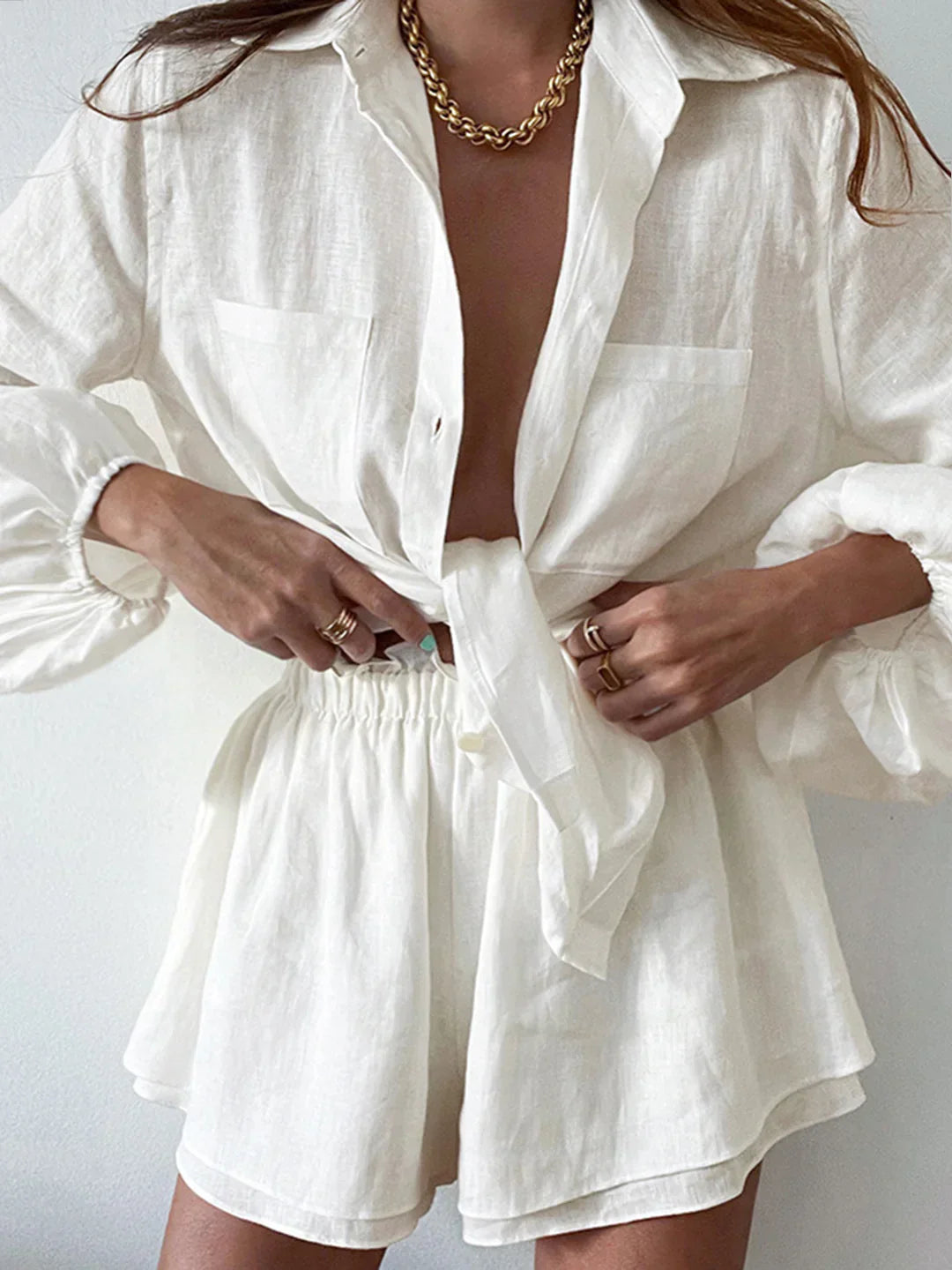 Levoire | Ensemble De Shorts À Double Surface À Deux Pièces Off White