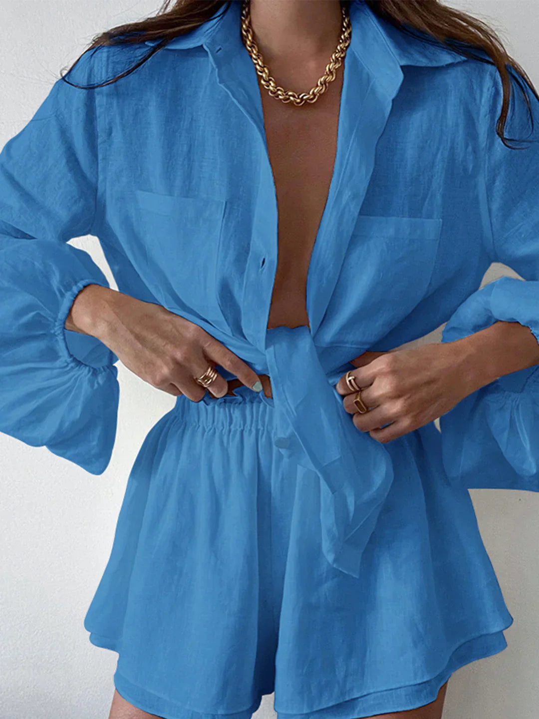 Levoire | Ensemble De Shorts À Double Surface À Deux Pièces Bleu