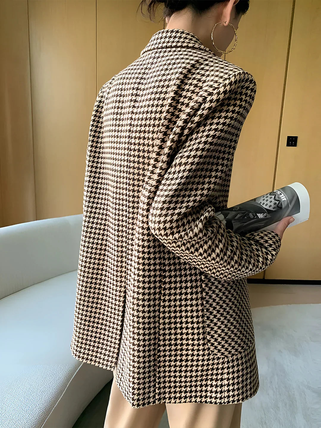 Levoire | Blazer À Carreaux Élégant À Fermeture Avec Ceinture