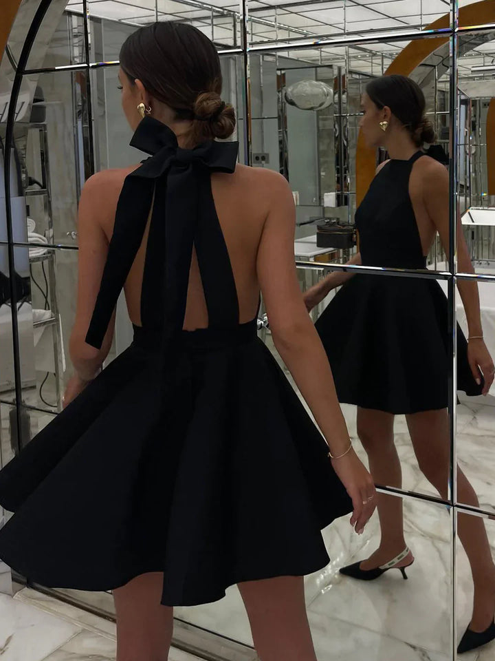 Levoire | Noué Double Face Poches Dos Ouvert Plissé Mini Robe