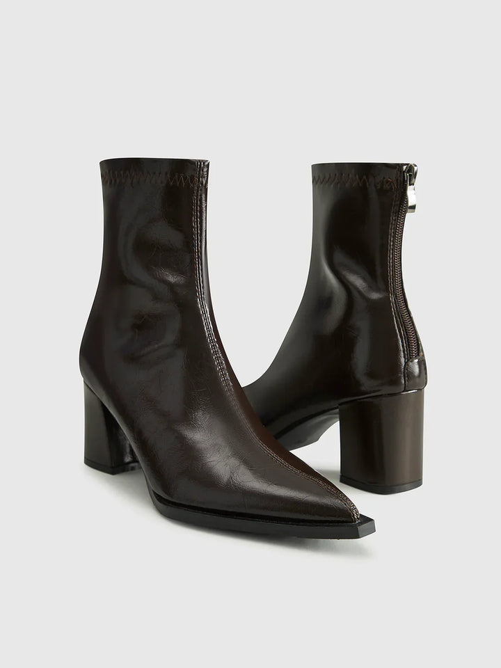 Levoire | Bottes À Cheville À Fermeture Éclair Haute Marron foncé