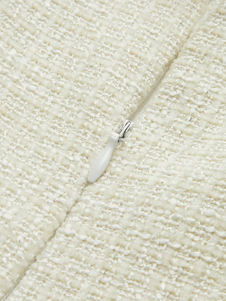 Levoire | Élégante Robe À Bretelles Plissée En Tweed