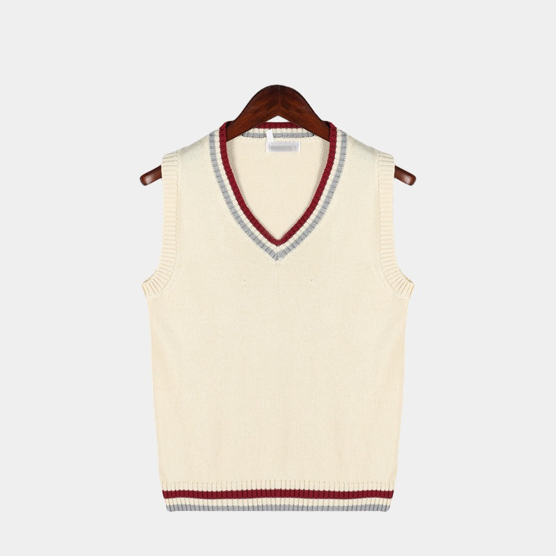 Levoire | Gilet Tricot Col V Style Décontracté Beige