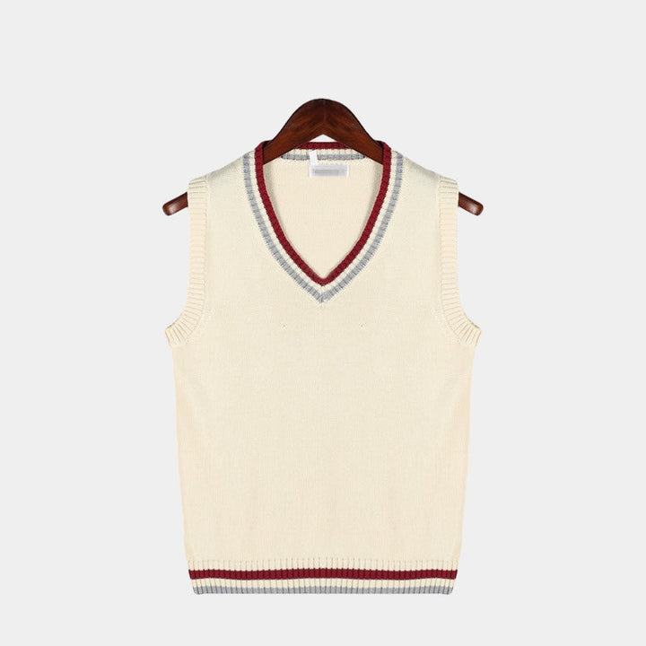 Levoire | Gilet Tricot Col V Style Décontracté Beige