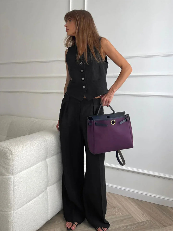 Levoire | Ensemble Élégant En Coton Et Lin Noir