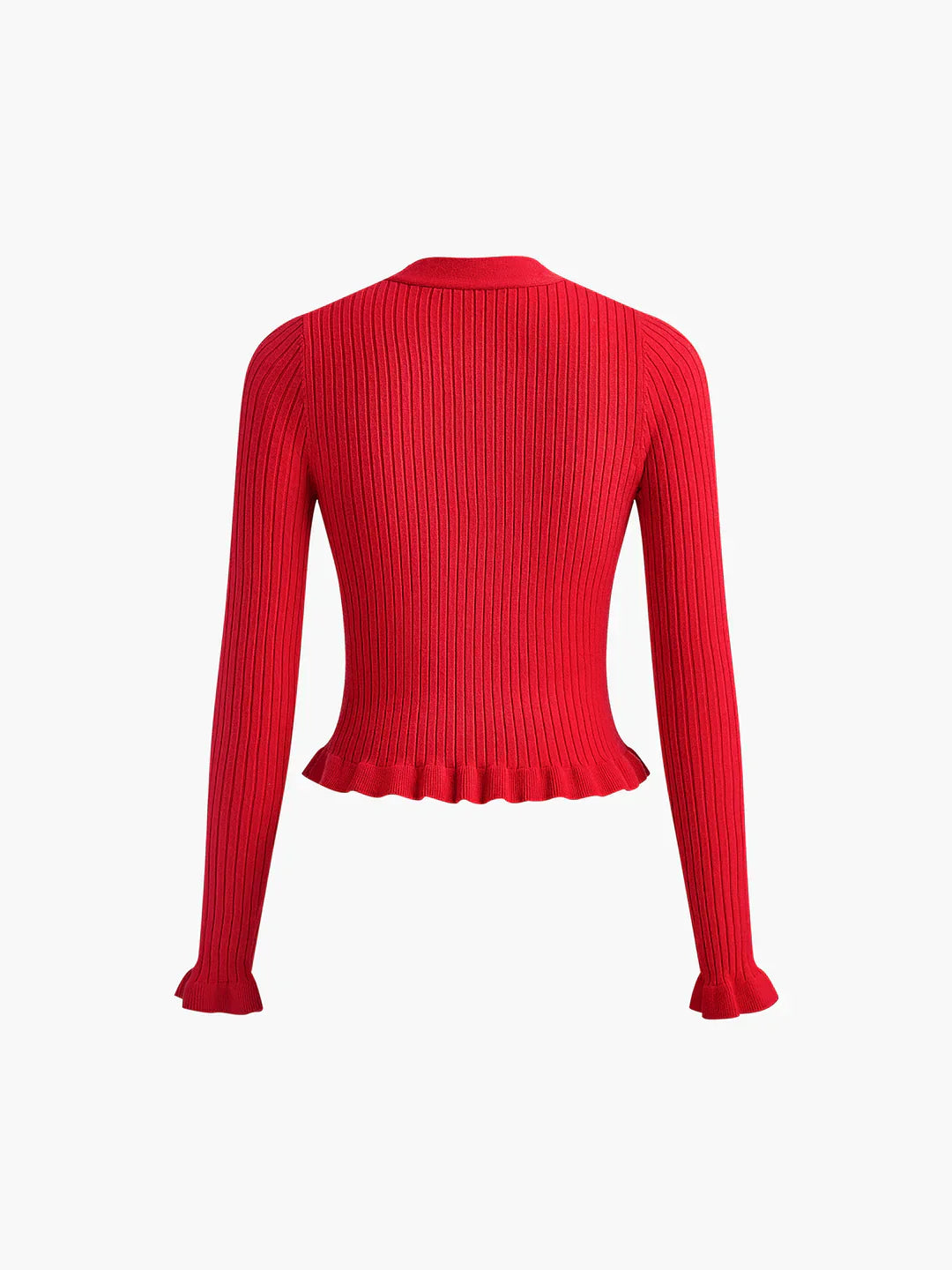 Levoire | Bordure Plissée Bouton De Perle Cardigan À Manches Longues