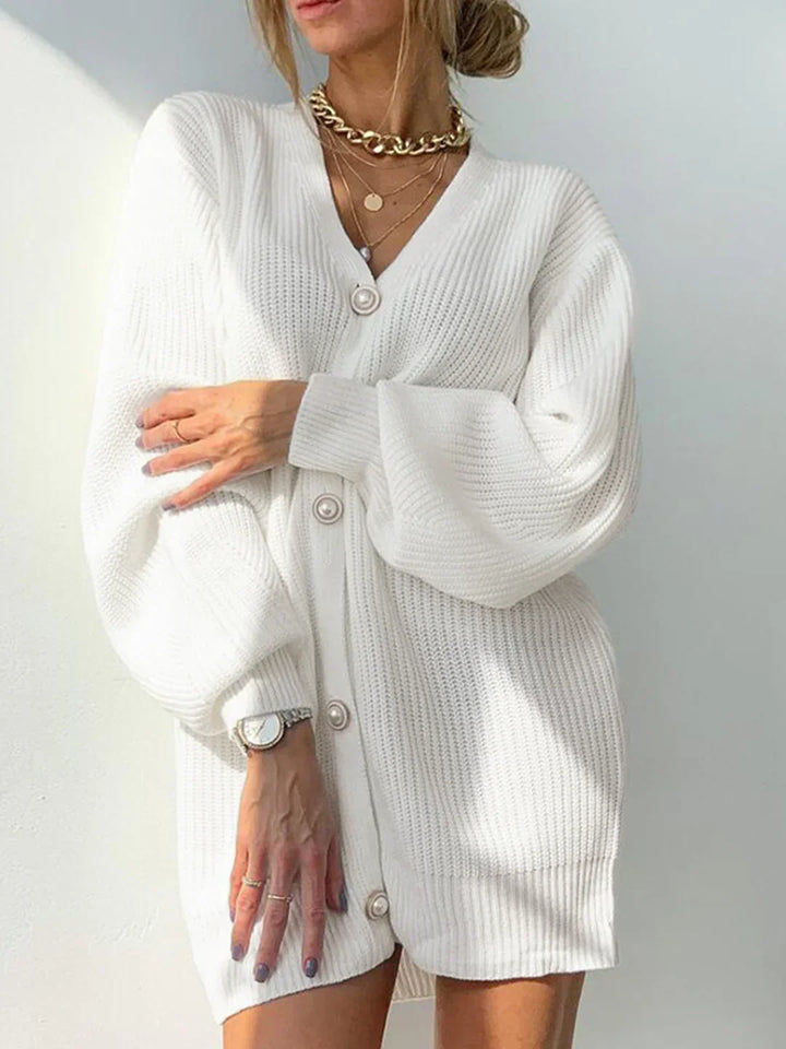 Levoire | Couleur Cardigan Surdimensionné À Manches Longues Blanc