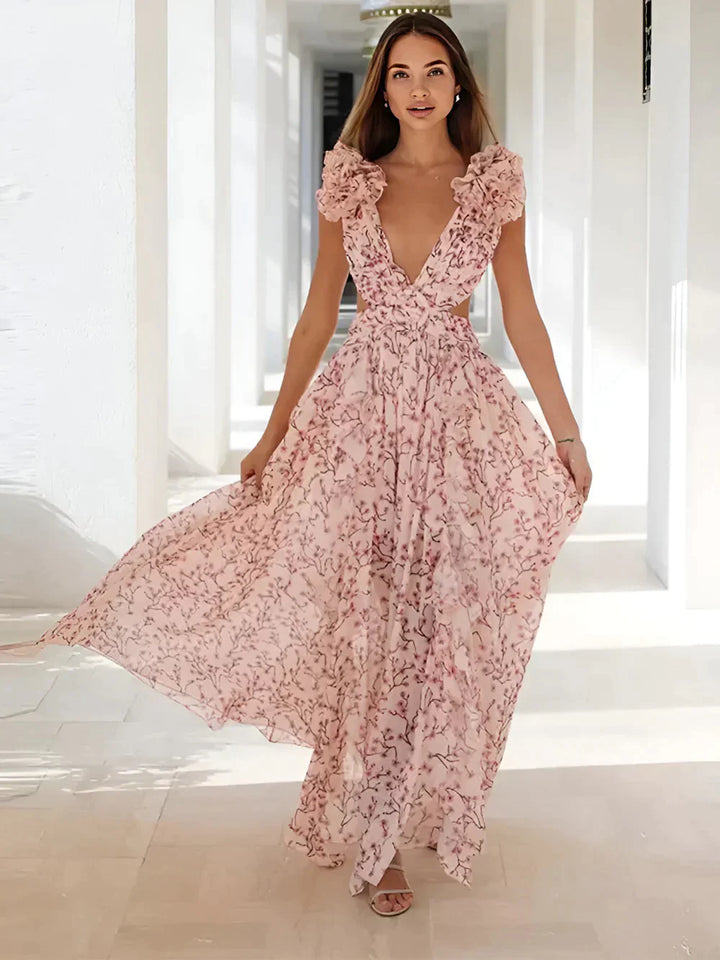 Levoire | Robe Maxi Avec Volants Sur Les Épaules L