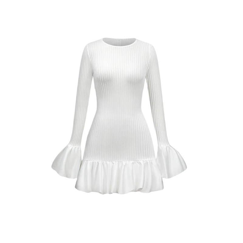 Levoire | Robe Mini Blanche Avec Détails Volants L