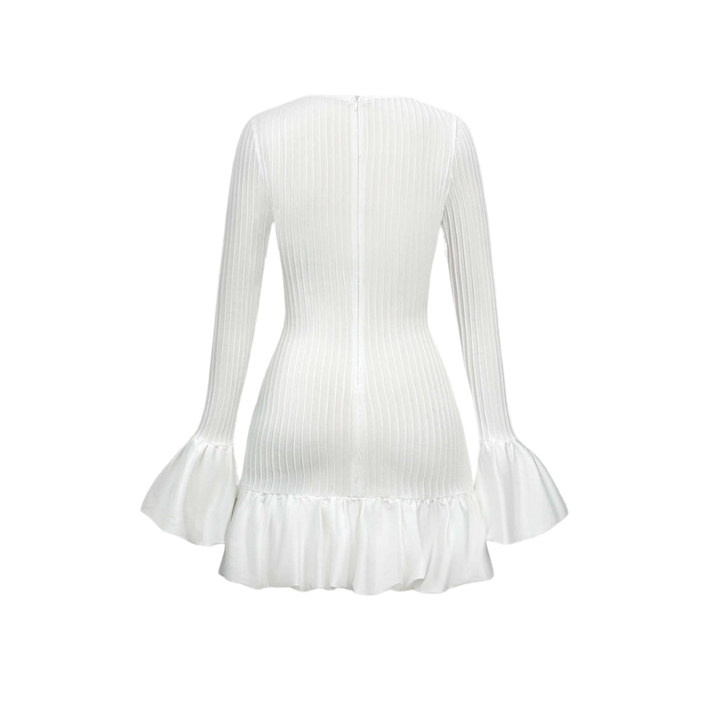 Levoire | Robe Mini Blanche Avec Détails Volants