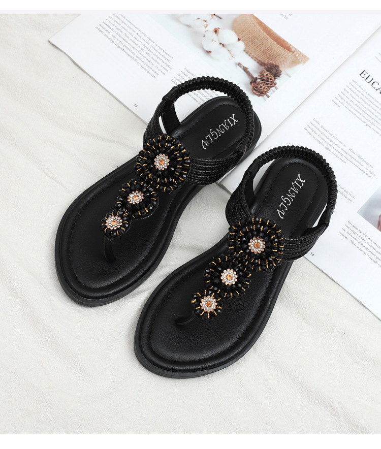 Levoire | Luxe Sandales Décontractées Avec Des Cristaux Pour Femmes Noir
