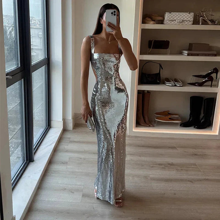 Levoire | Robe Maxi Brillante Platine
