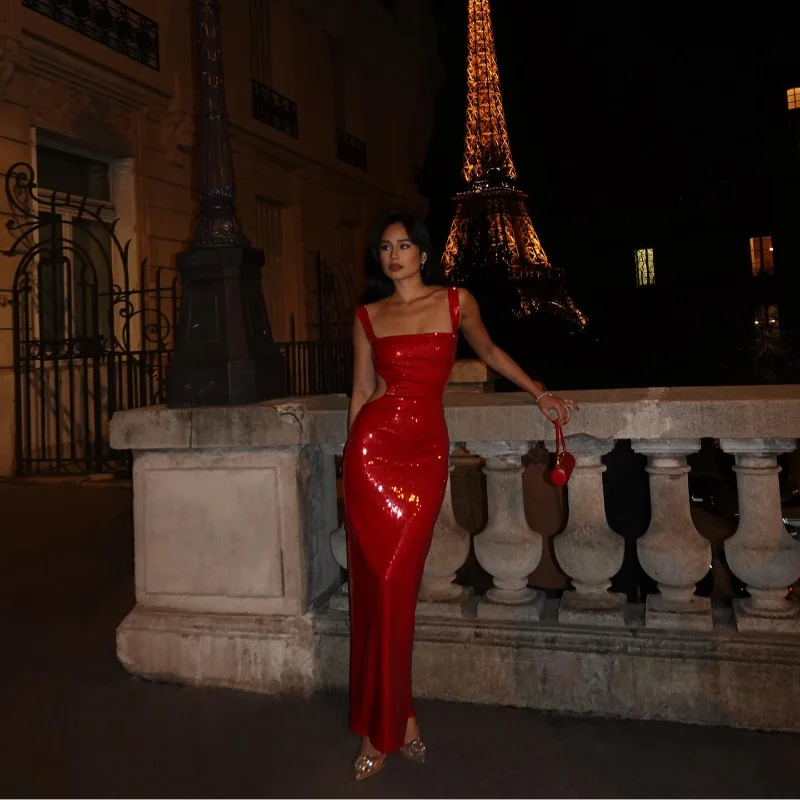 Levoire | Robe Maxi Brillante Rouge (Brièvement avant la vente finale)