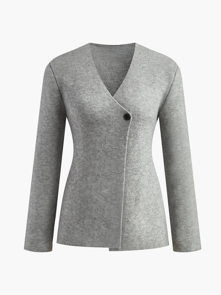 Levoire | V-Décollété Bouton Pull Doux Gris