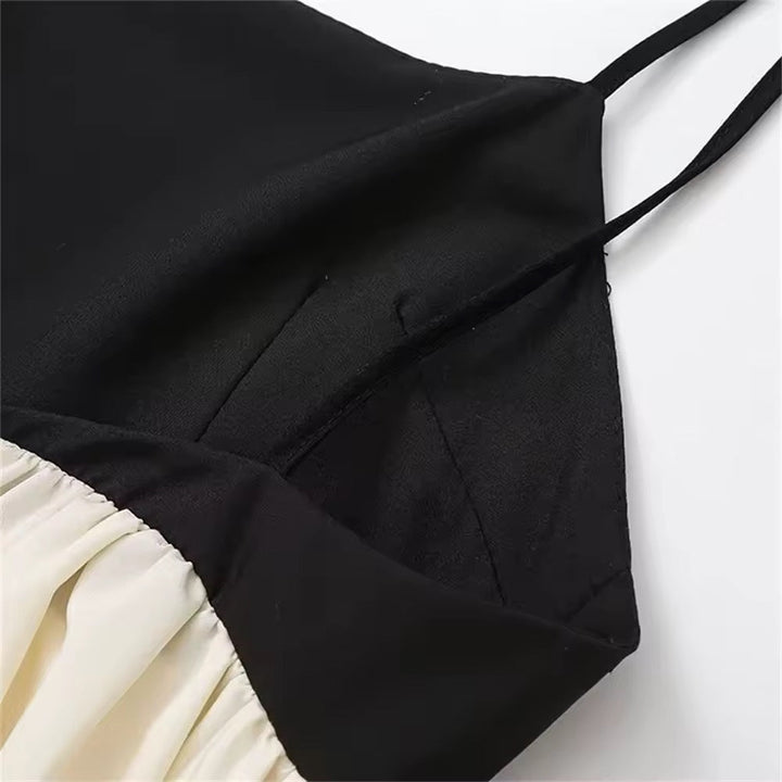 Levoire | Robe Maxi Avec Bretelles Fines Noir & Crème