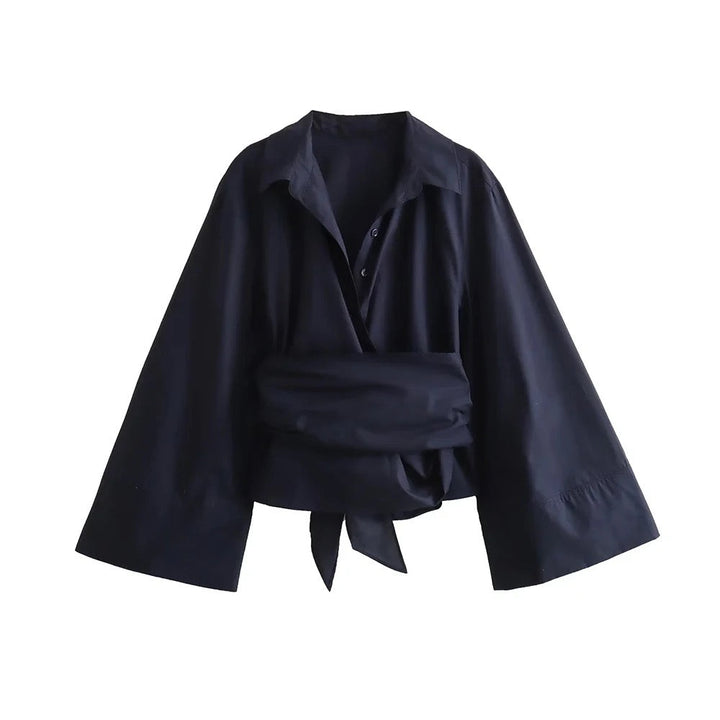 Levoire | Blouse Avec Manches Amples Et Ceinture Noir