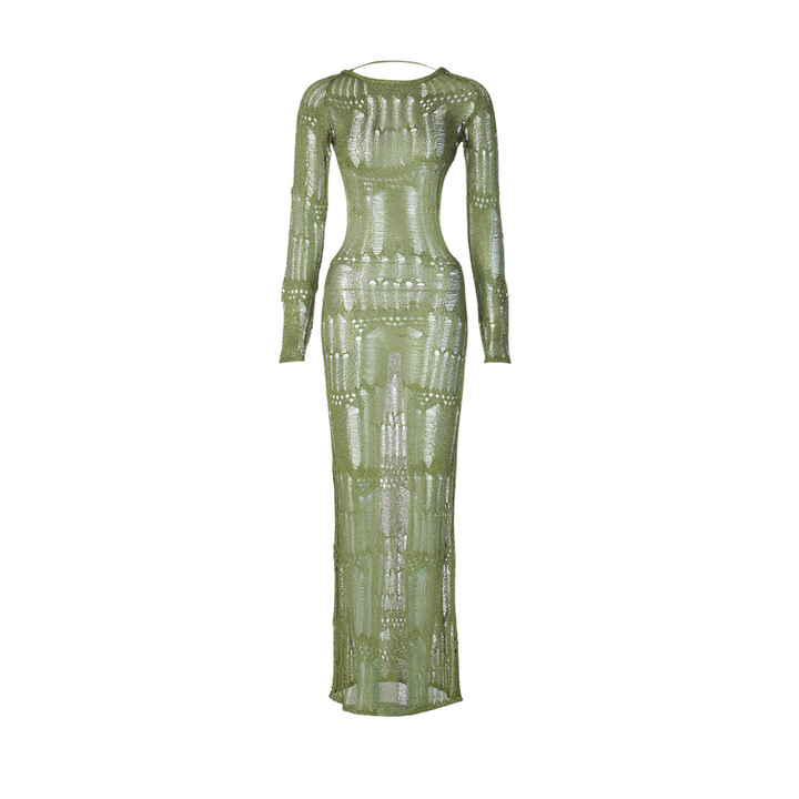 Levoire | Robe Maxi En Tricot Transparente Avec Éclat Métallique L