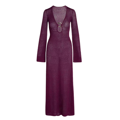 Levoire | Robe Maxi Tricot Avec Détail Découpé Violet