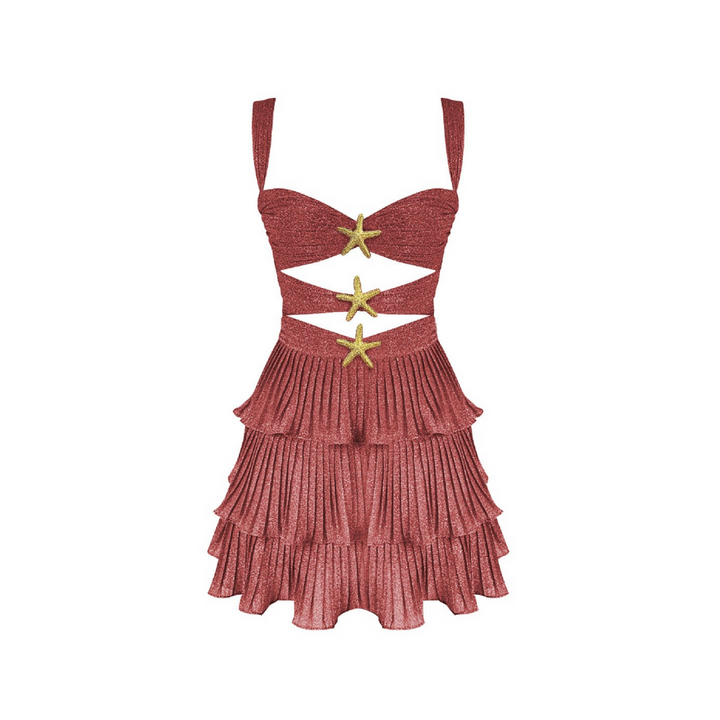 Levoire | Robe À Volants À Découpe Avec Détails D'Étoile De Mer Rot