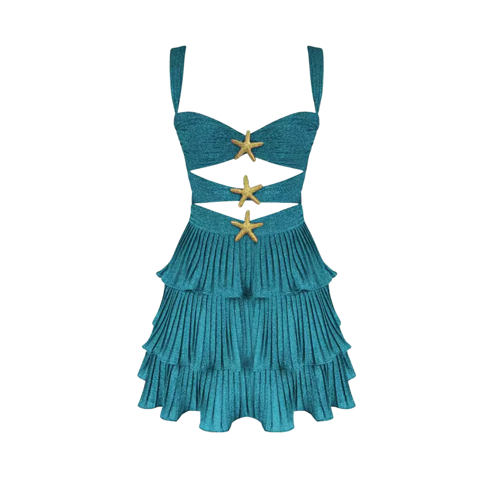 Levoire | Robe À Volants À Découpe Avec Détails D'Étoile De Mer Bleu