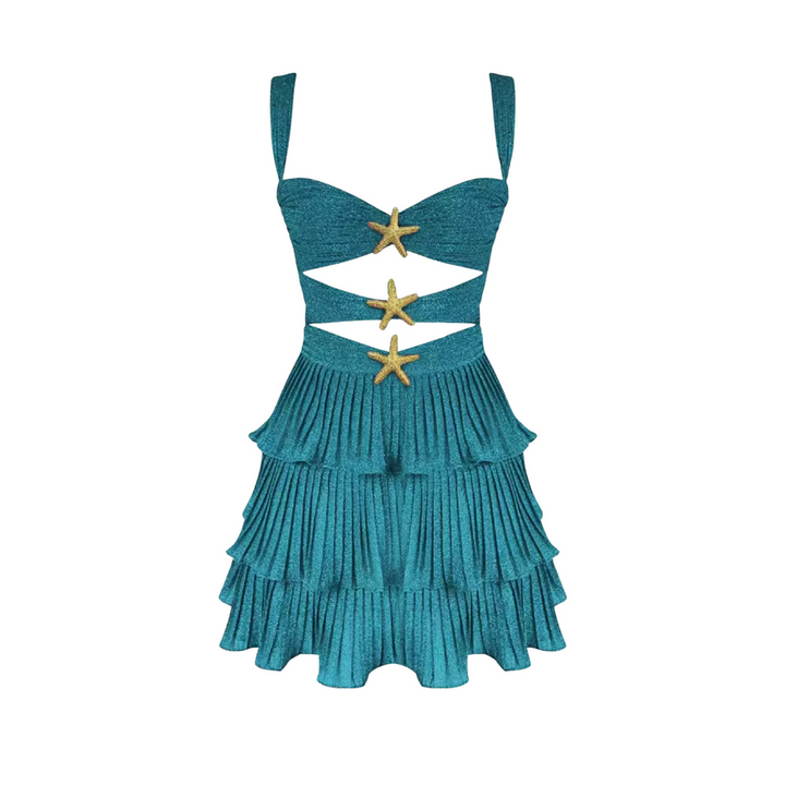 Levoire | Robe À Volants À Découpe Avec Détails D'Étoile De Mer Bleu