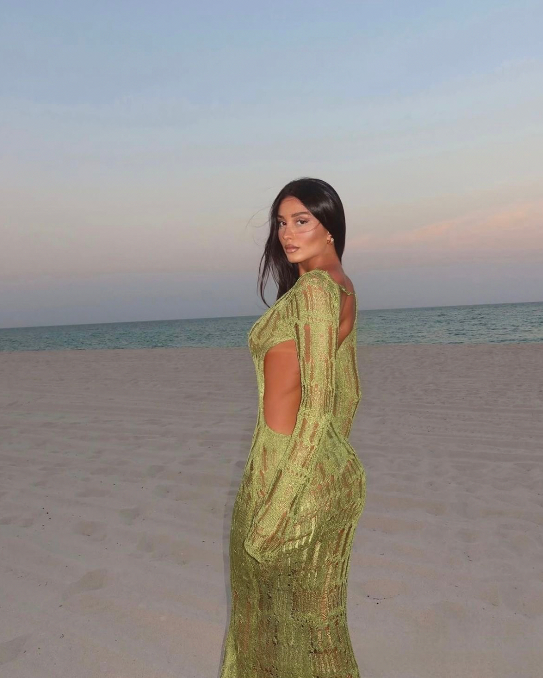 Levoire | Robe Maxi En Tricot Transparente Avec Éclat Métallique