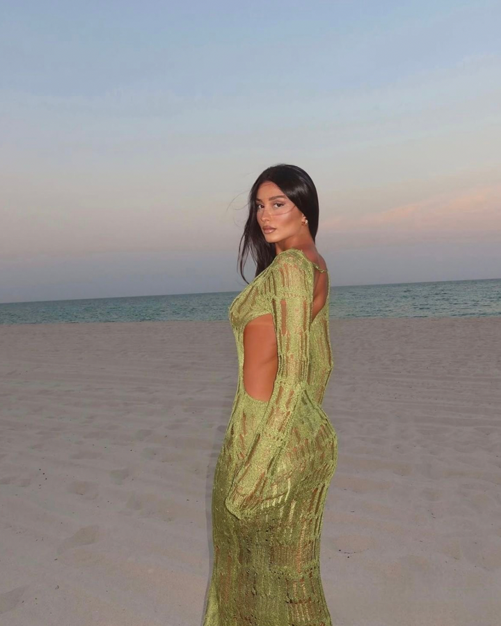 Levoire | Robe Maxi En Tricot Transparente Avec Éclat Métallique