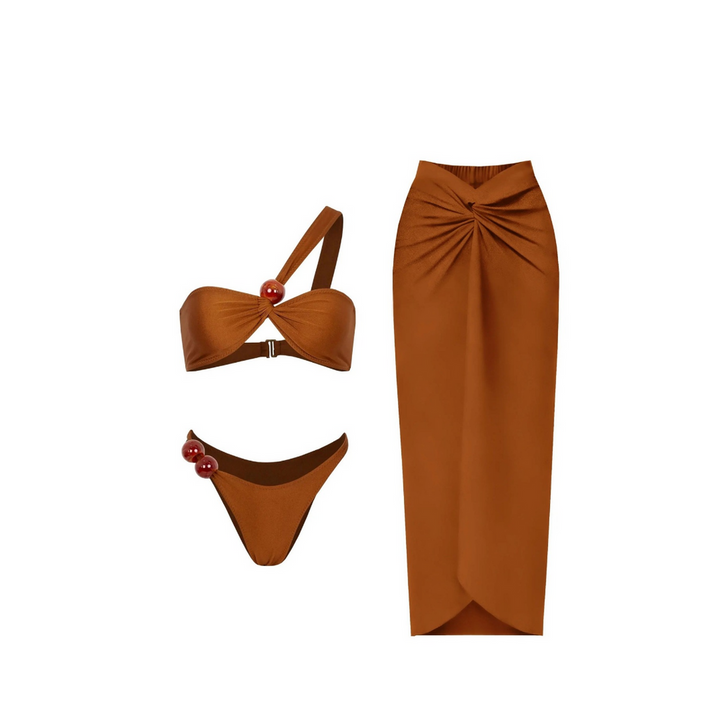 Levoire | Ensemble De Bikini Et Sarong 3 Pièces En Cuivre Brun L