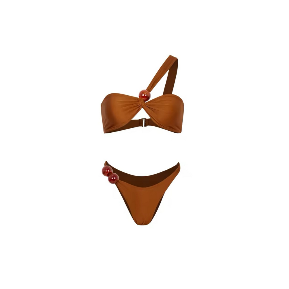 Levoire | Ensemble De Bikini Et Sarong 3 Pièces En Cuivre Brun