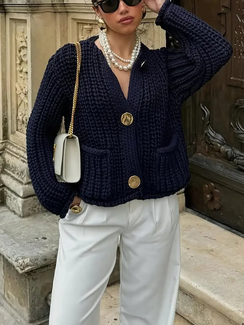 Levoire | Blauer Élégant Cardigan Montant