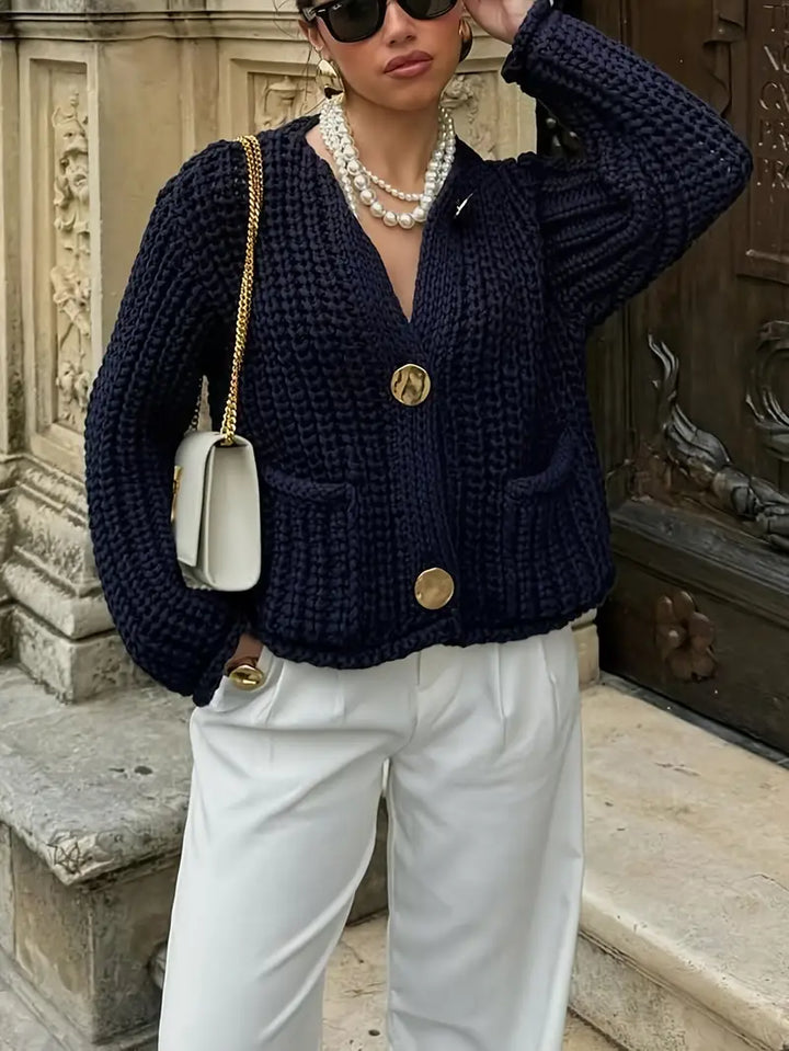 Levoire | Blauer Élégant Cardigan Montant