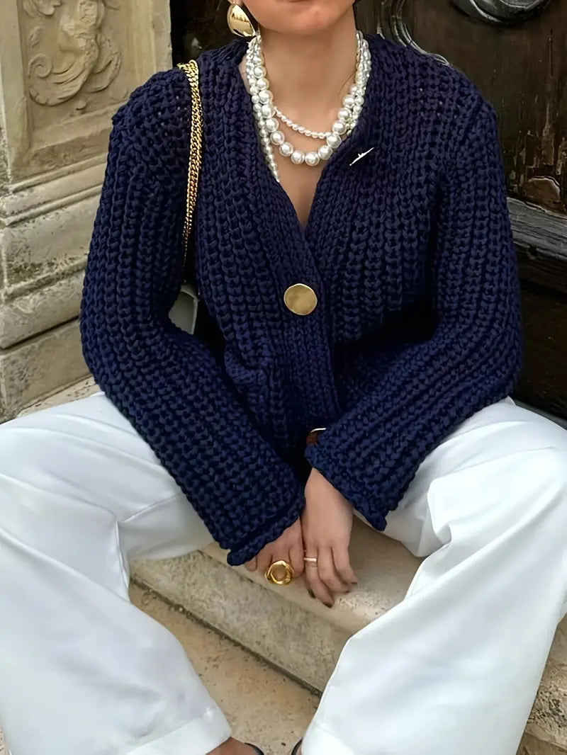 Levoire | Blauer Élégant Cardigan Montant