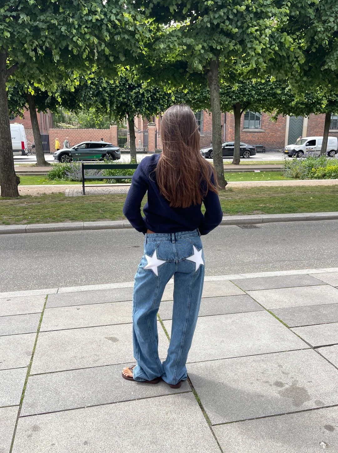 Levoire | Jeans Détente Avec Étoiles Denim léger avec des étoiles blanches