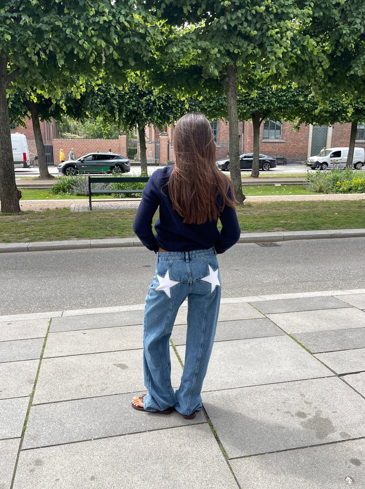 Levoire | Jeans Détente Avec Étoiles Denim léger avec des étoiles blanches