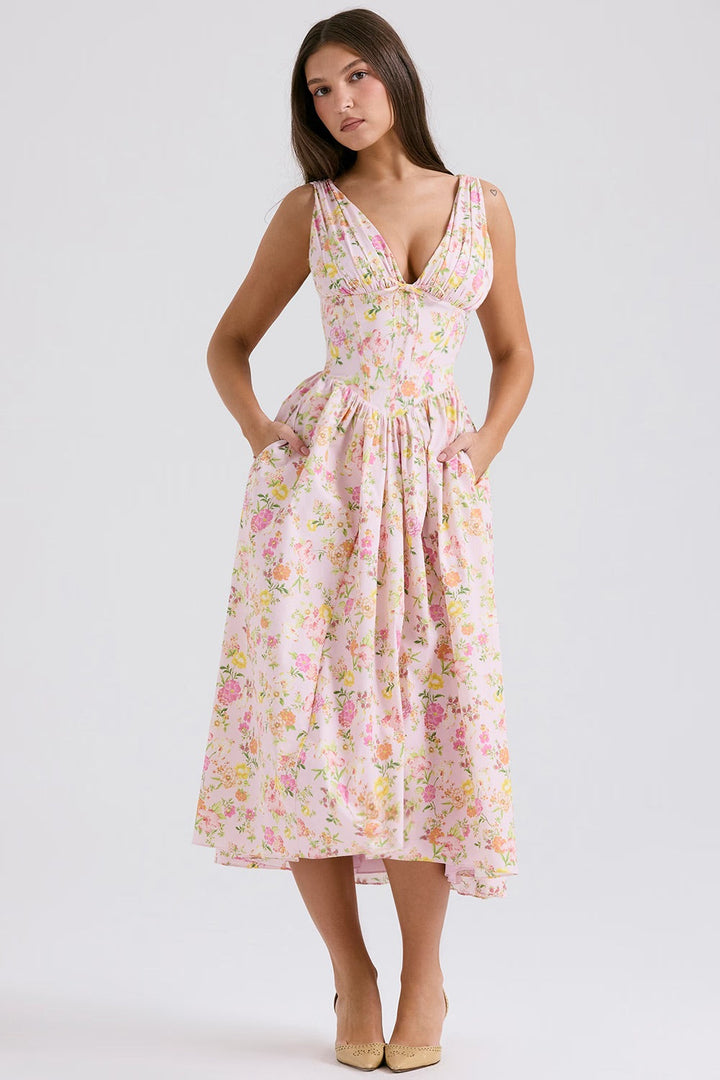 Levoire | Robe Dt Fr Looks De Loisirs Lgants Rosa Fleurs