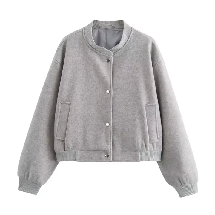 Levoire | Pull en tricot à manches longues pour femmes bouton en bas Gris