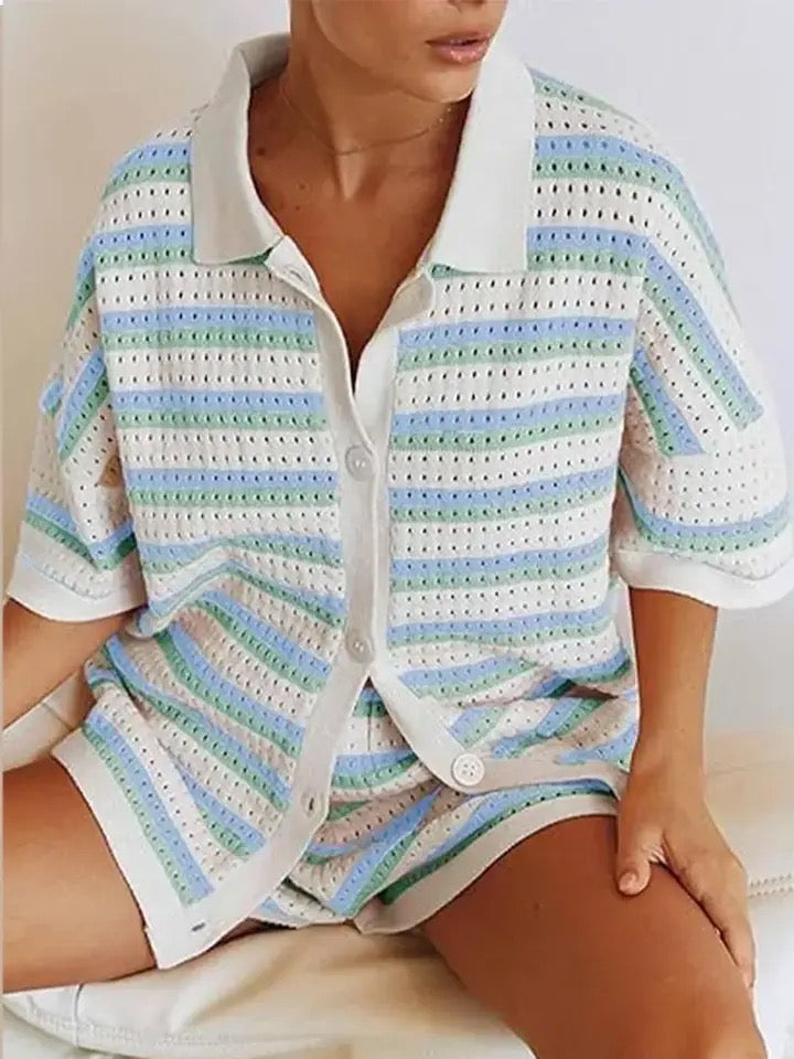 Levoire | Combinaison De Tricot Multicolore Bleu