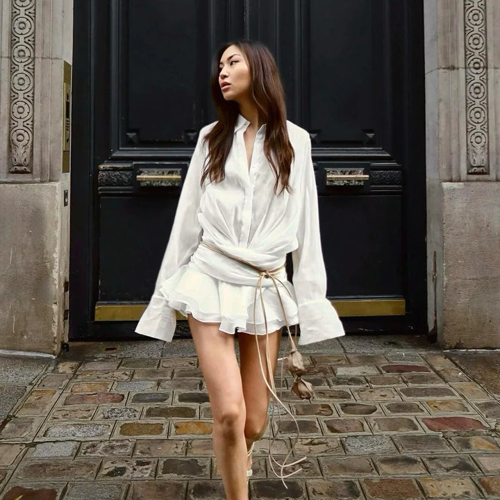 Levoire | Bouchic Plissé Chemise Mini Robe