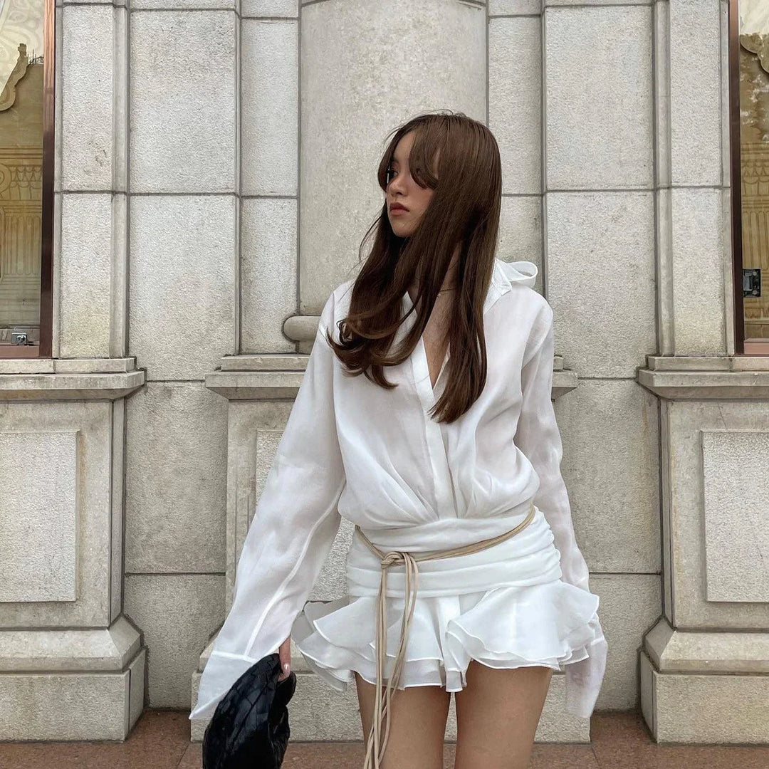 Levoire | Bouchic Plissé Chemise Mini Robe