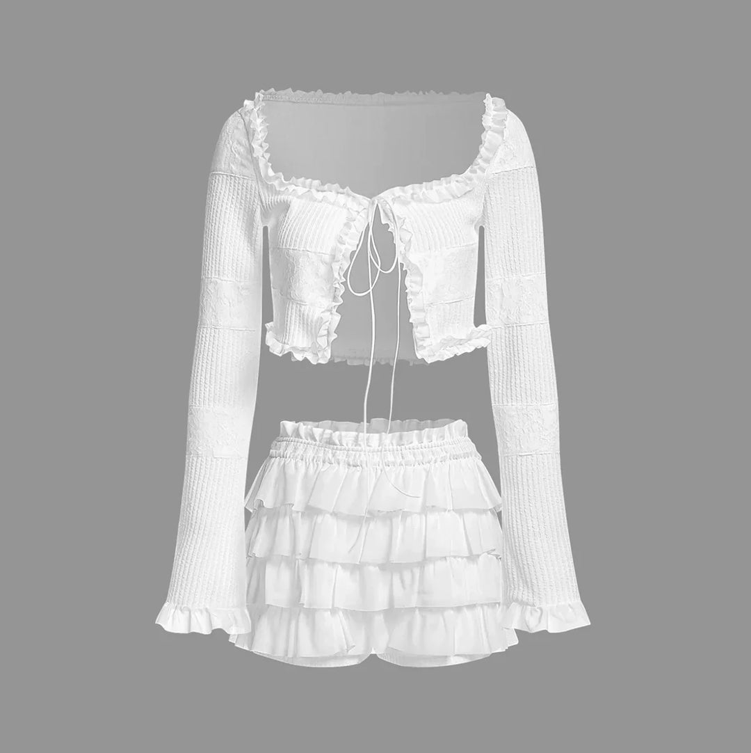 Levoire | Energy Ruffles Top Avec Shorts Ensemble Deux Pièces