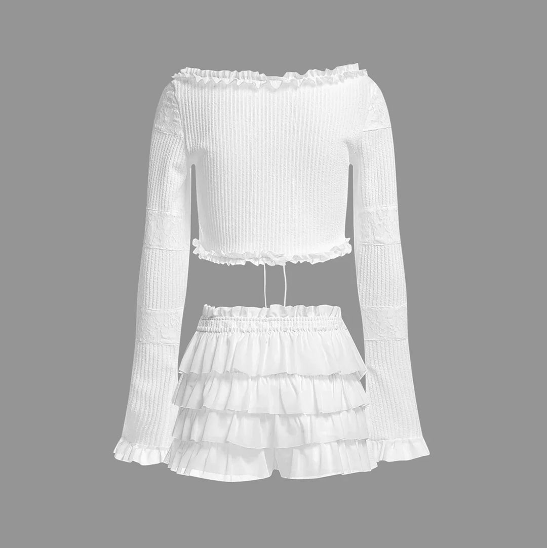 Levoire | Energy Ruffles Top Avec Shorts Ensemble Deux Pièces