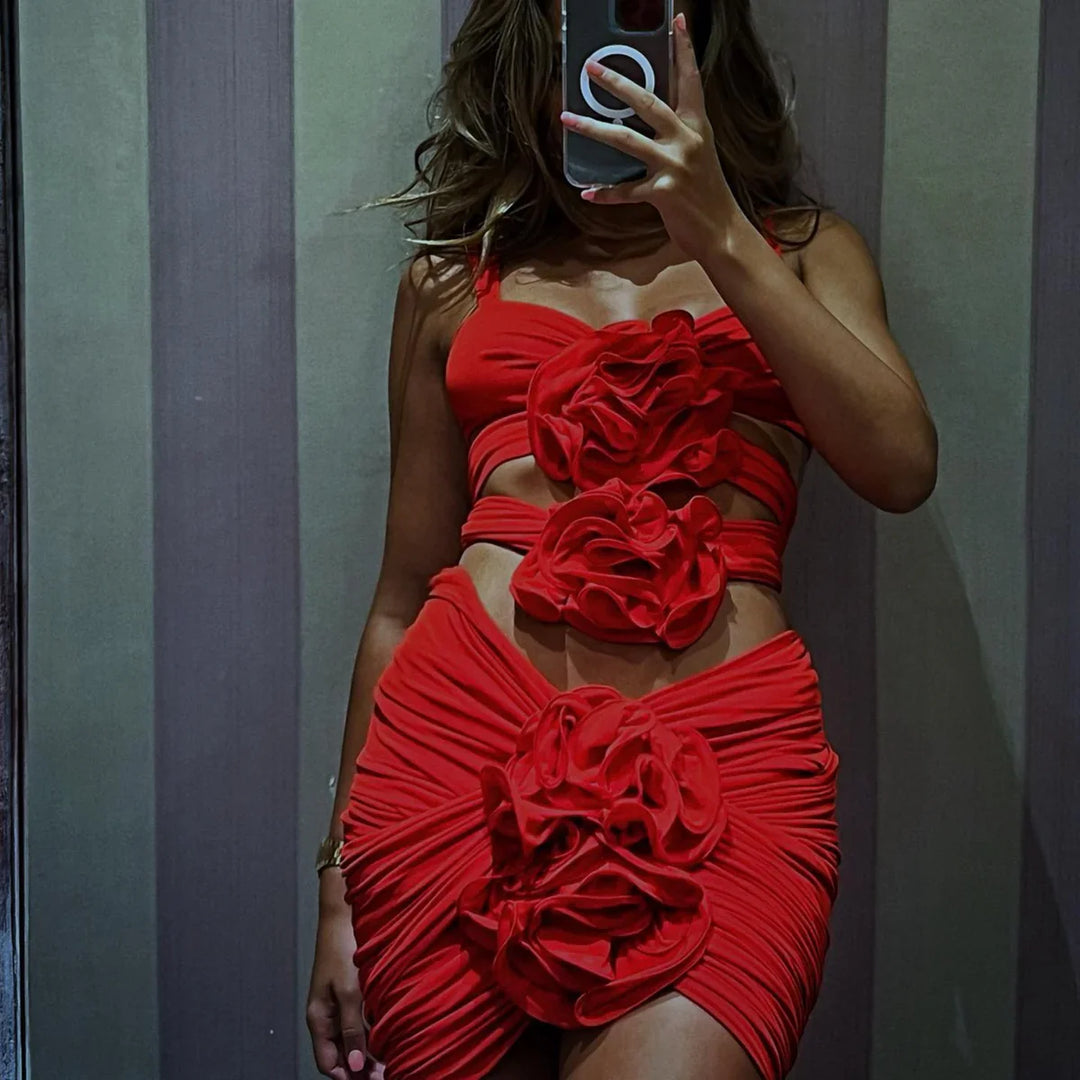 Levoire | Robe Mini À Ruchés Découpée En Rose