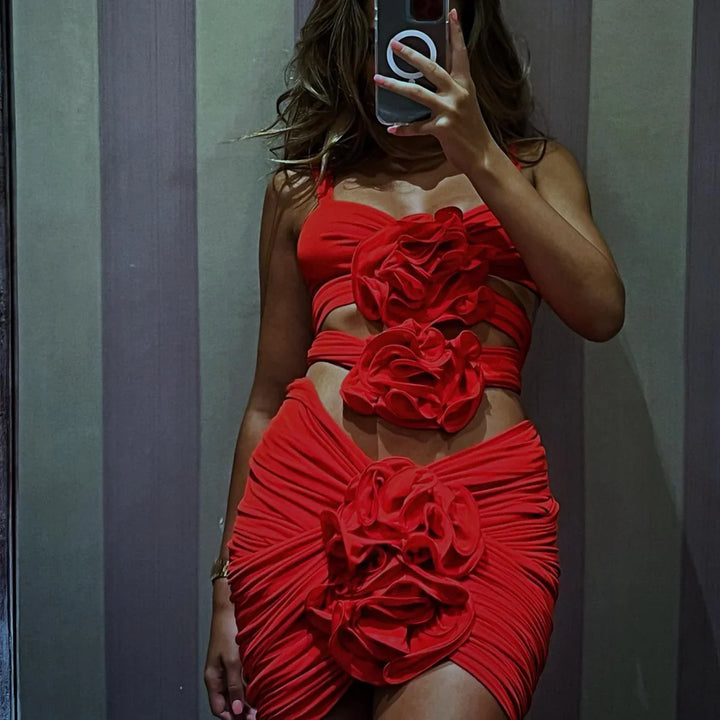 Levoire | Robe Mini À Ruchés Découpée En Rose