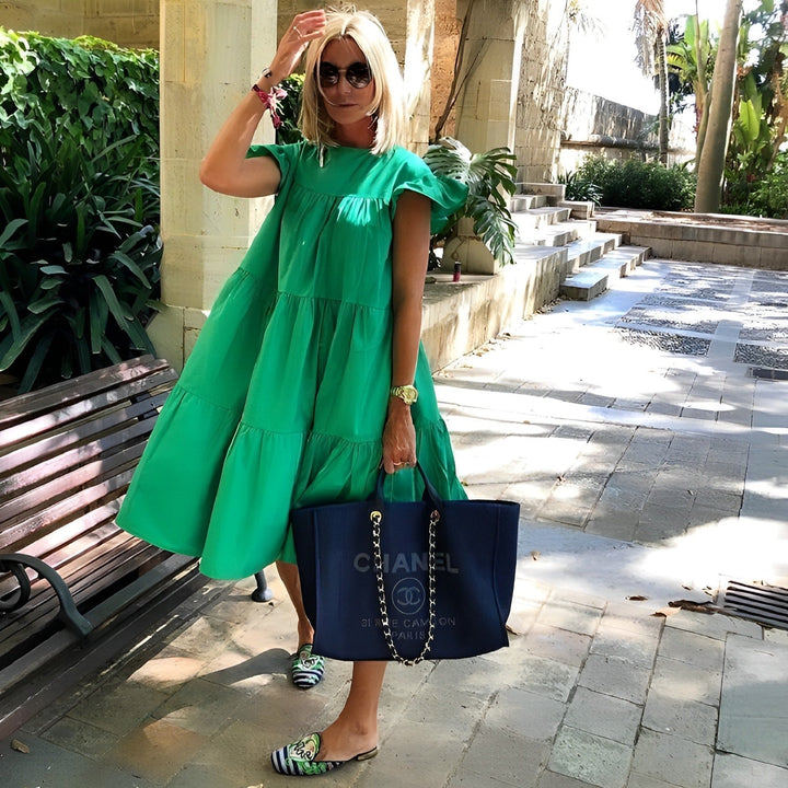 Levoire | Robe Mi-Longue Avec Des Manches Froncées Vert